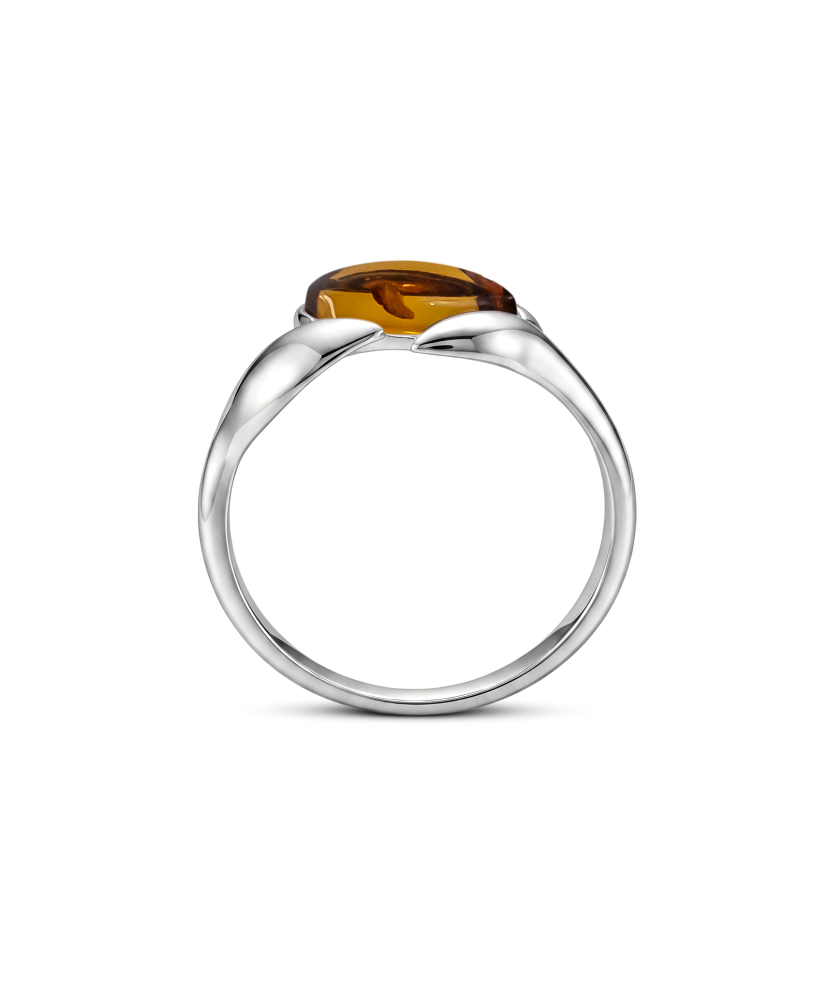 Sterling silver ring with amber