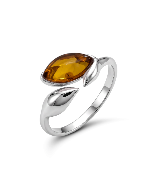 Sterling silver ring with amber