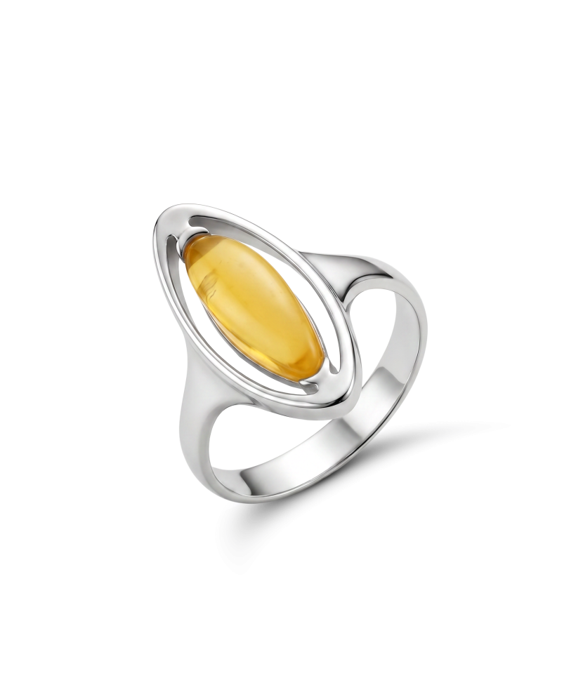Sterling silver ring with amber