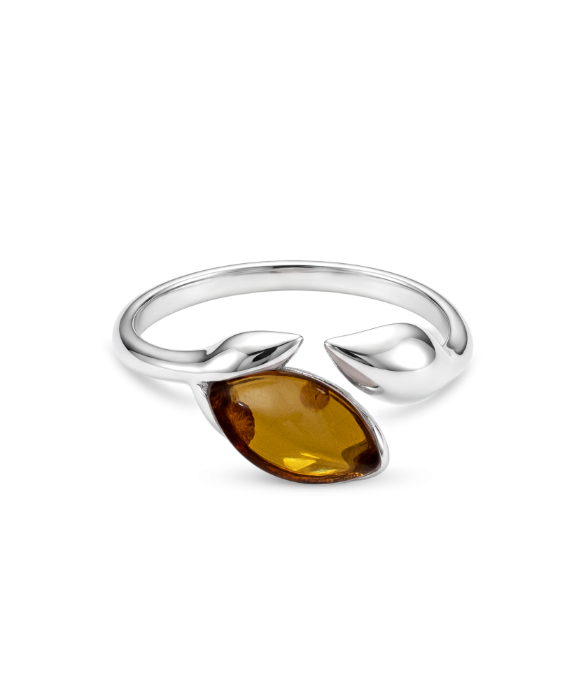 Sterling silver ring with amber