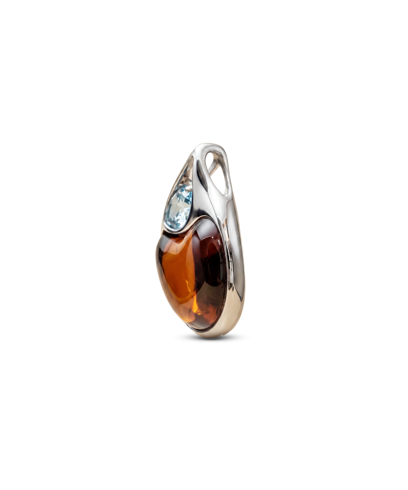 Sterling Silver pendant with amber and topaz