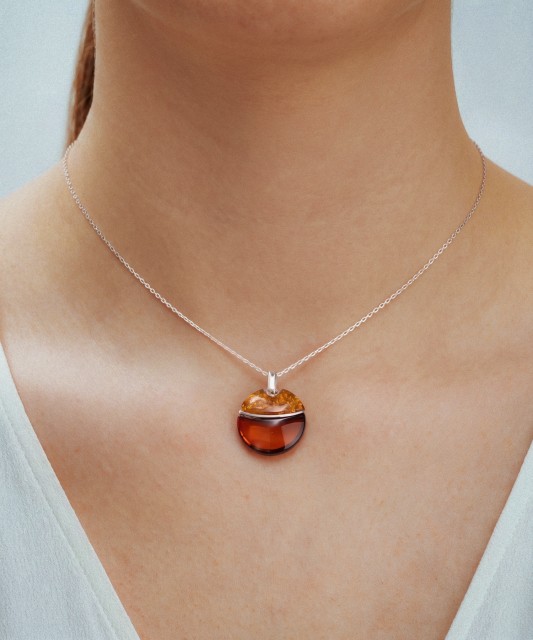 Sterling silver pendant with ambers