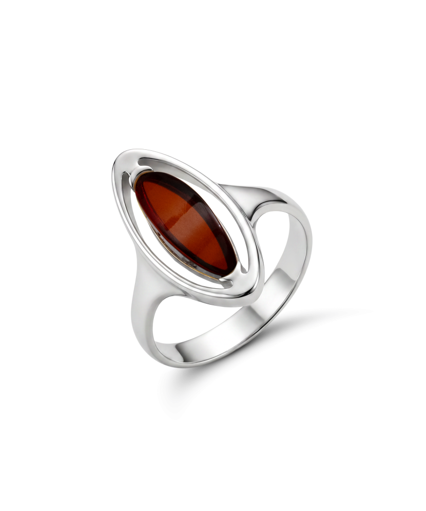 Sterling silver ring with amber