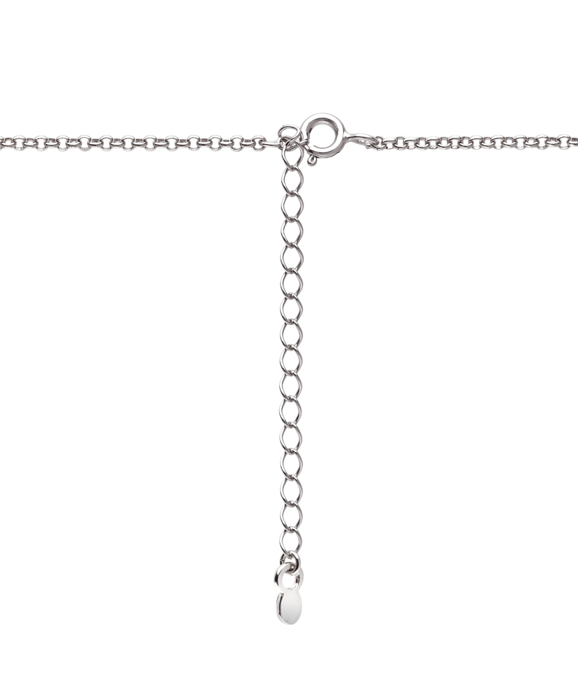 Sterling Silver chain with amber and mother-of-pearl pendant