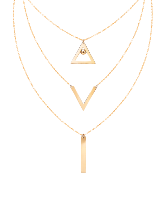 Triple gold chain with pendants