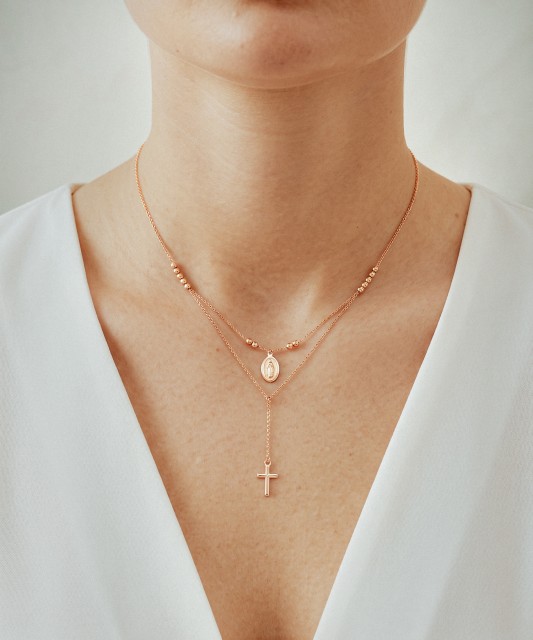 Double gold chain with pendants