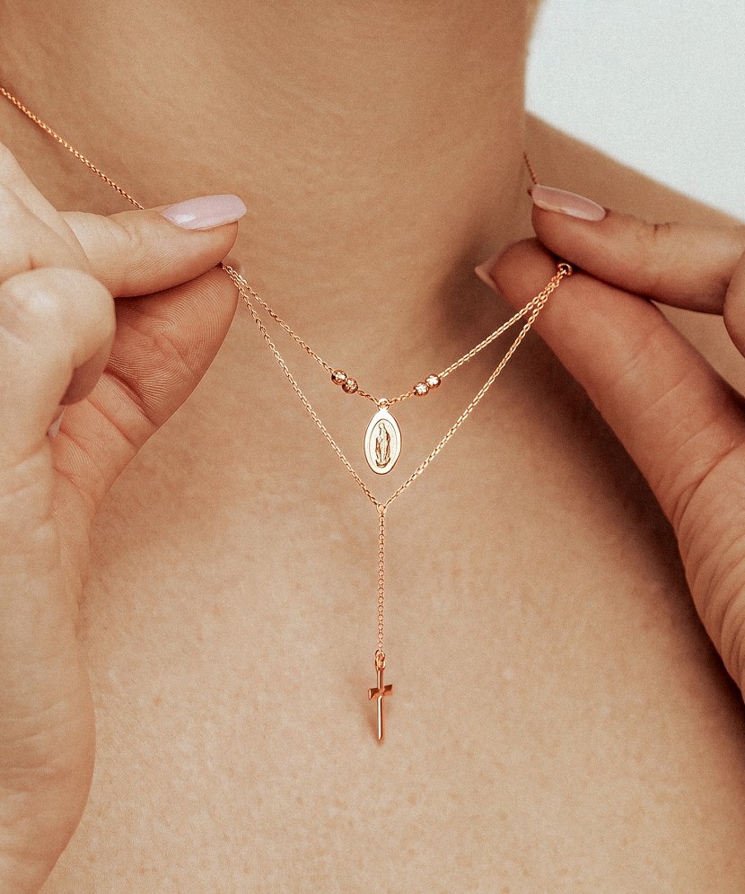 Double gold chain with pendants