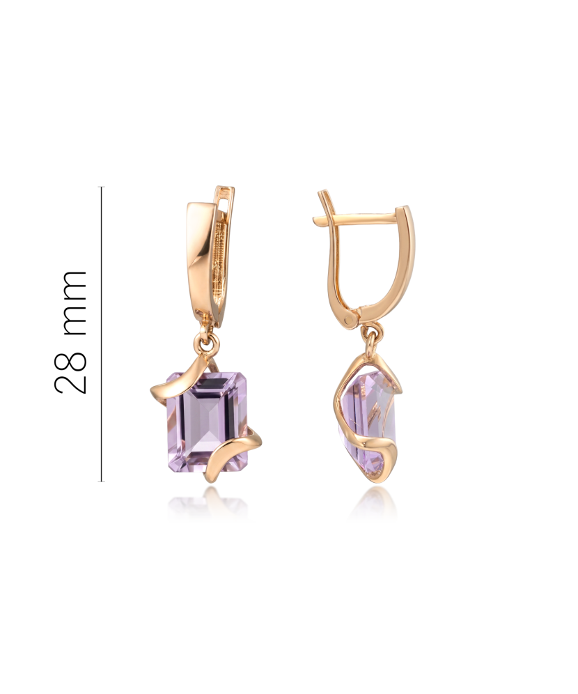 Gold earrings with amethysts