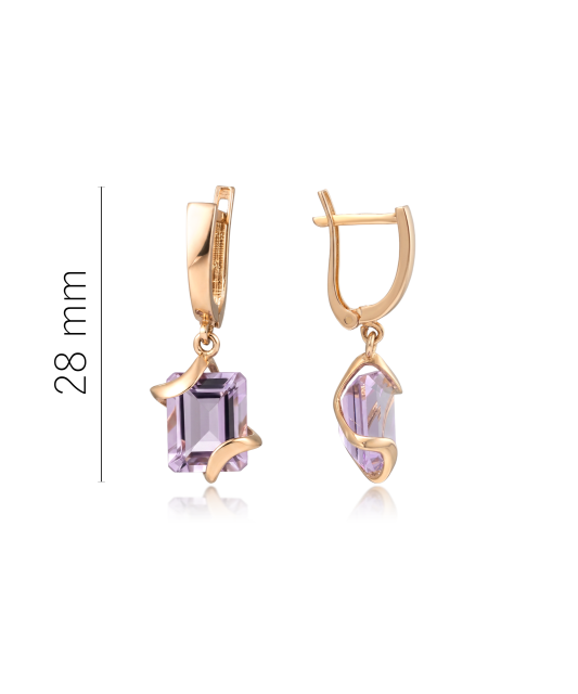 Gold earrings with amethysts