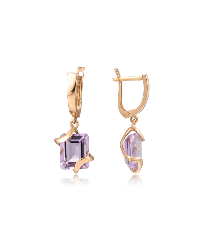 Gold earrings with amethysts