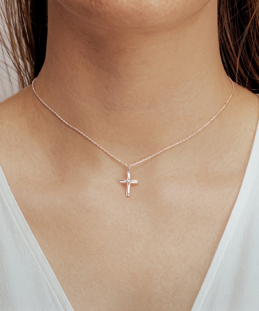 White gold pendant with diamonds "Cross"