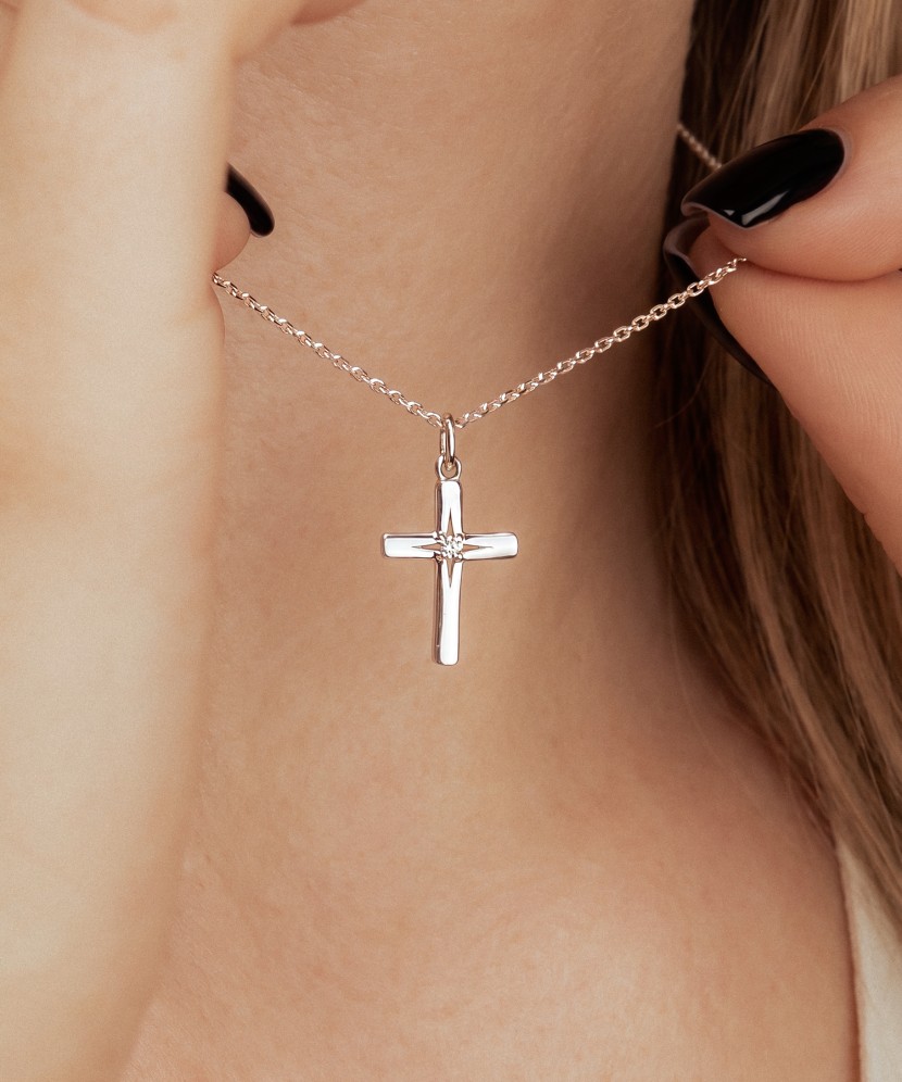White gold pendant with diamonds "Cross"