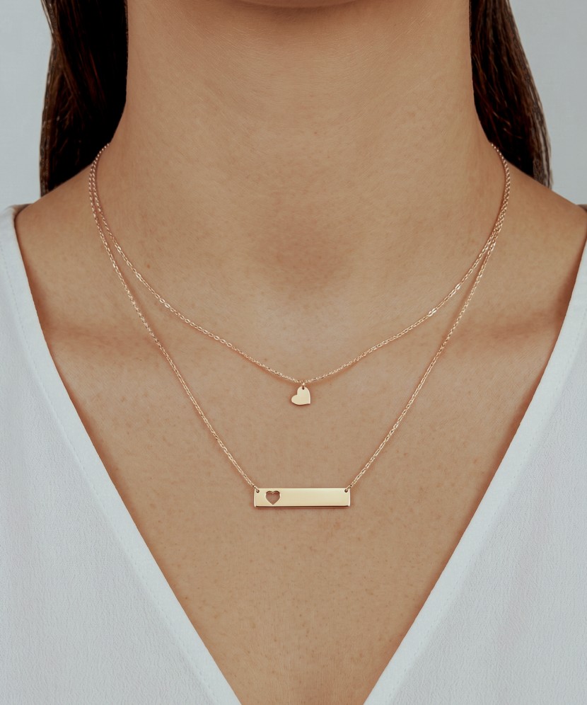 Double gold chain with pendants