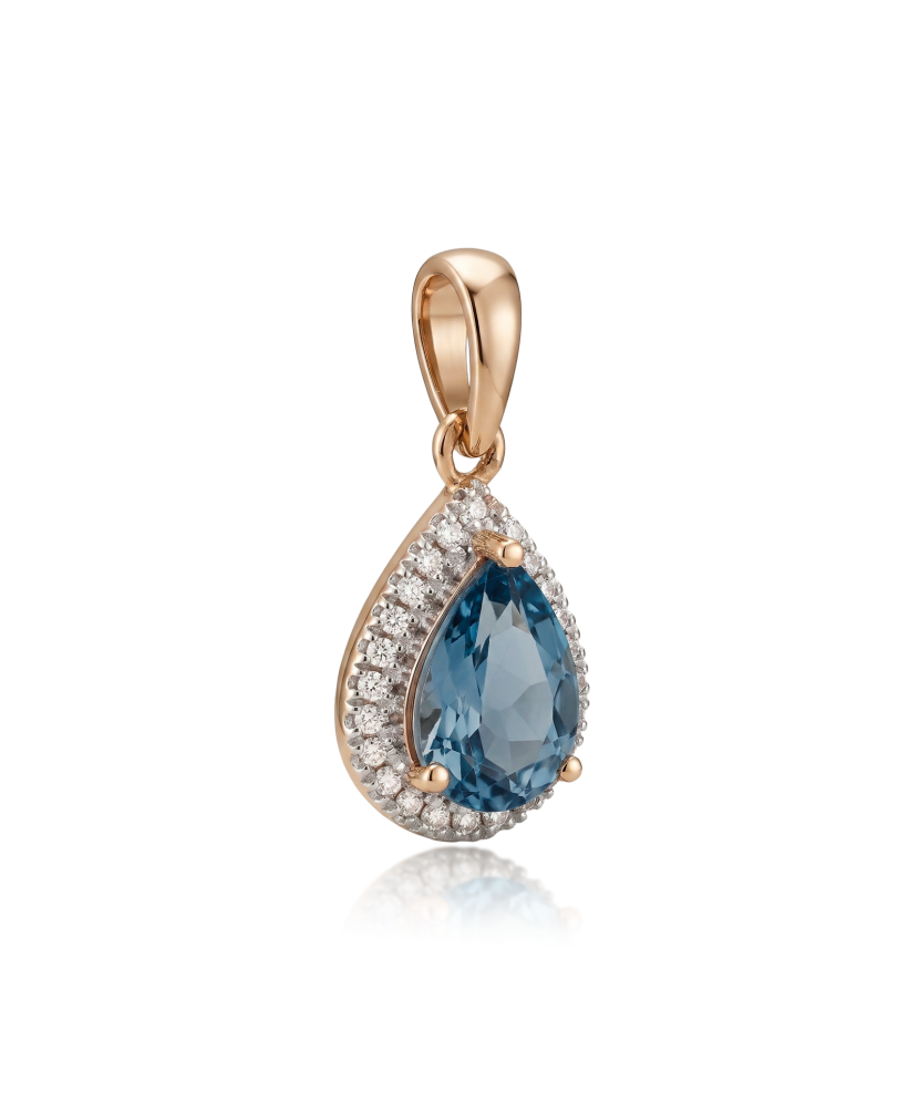 Gold pendant with diamonds and London topaz