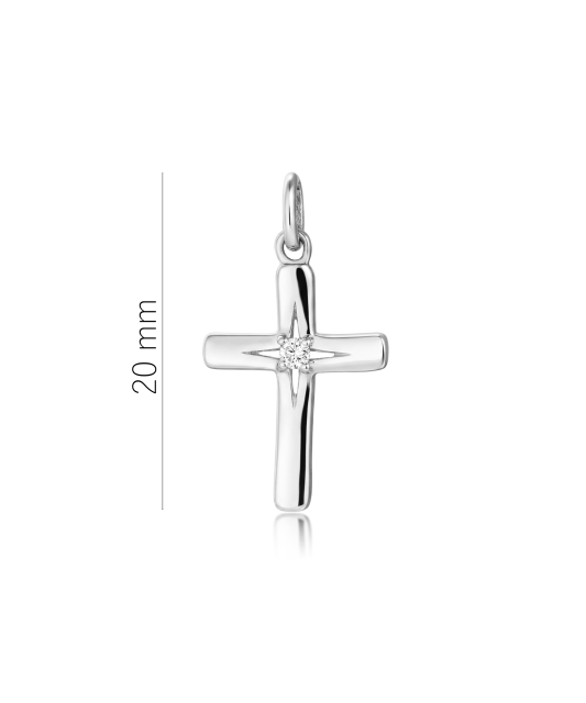 Подвеска из белого золота с бриллиантом "крест"