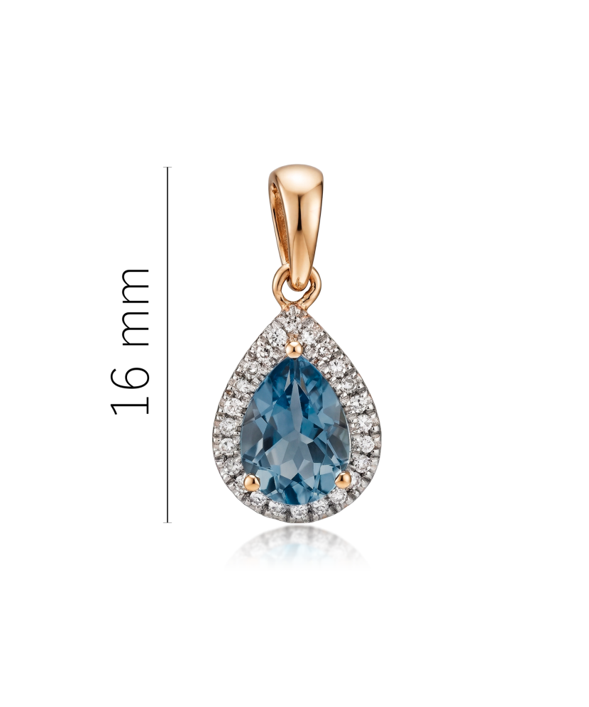 Gold pendant with diamonds and London topaz