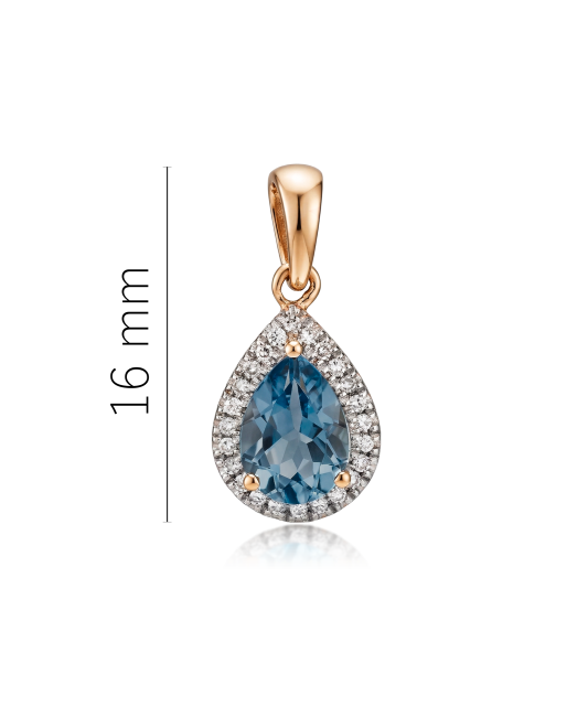 Gold pendant with diamonds and London topaz