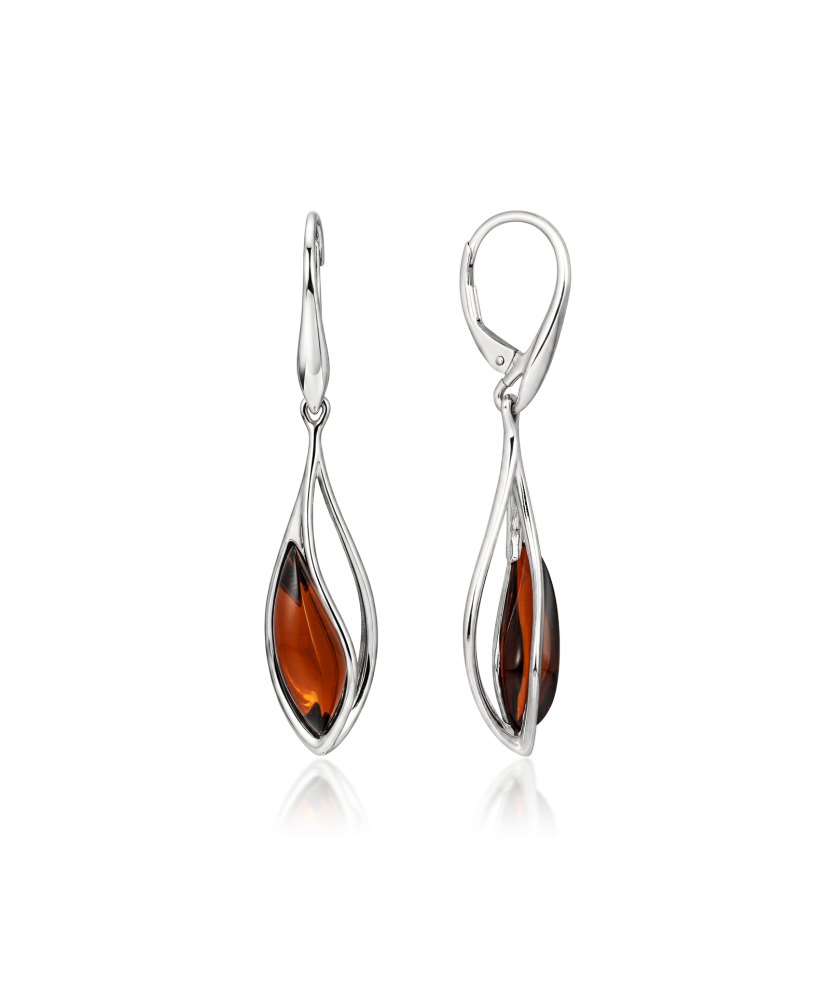 Серьги из серебра с янтарём