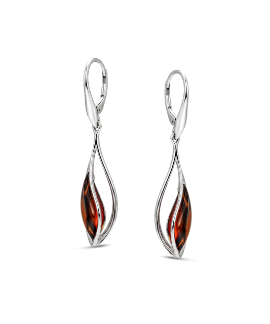 Серьги из серебра с янтарём
