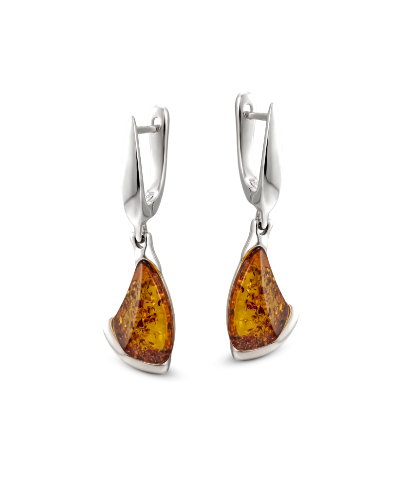 Sterling silver earrings with amber