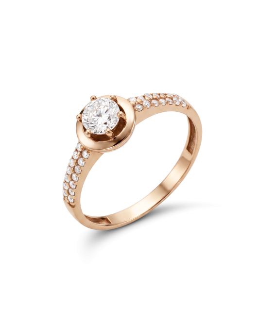 Gold ring with zircons