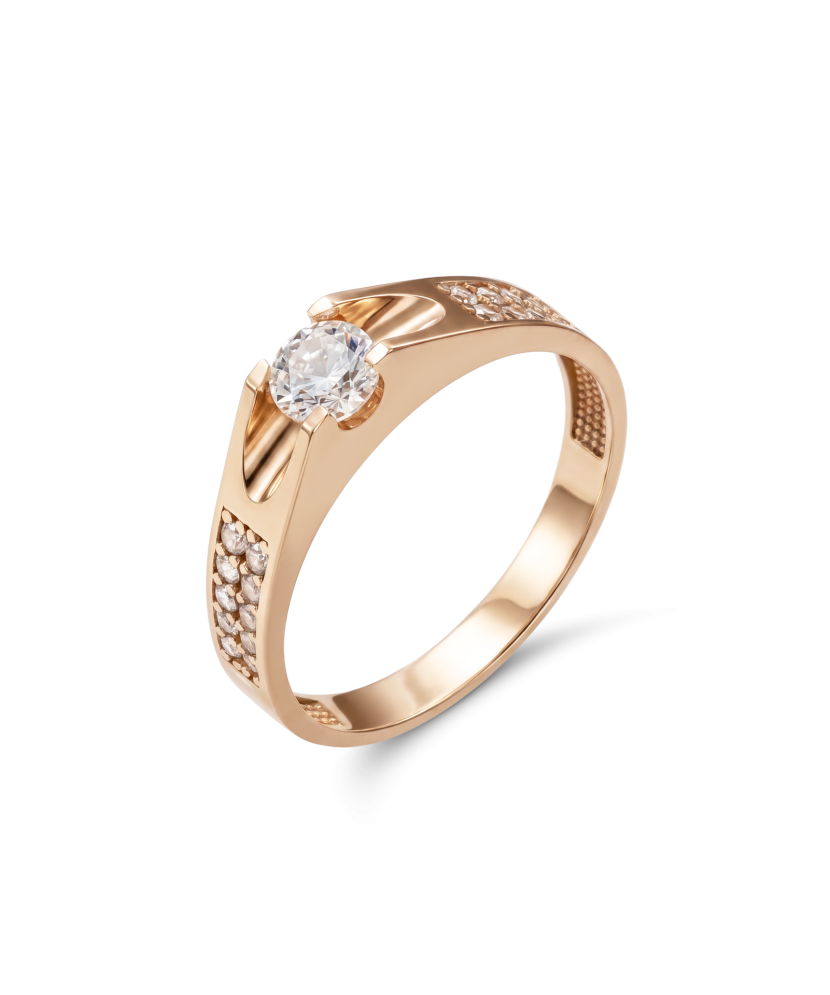 Gold ring with zircons