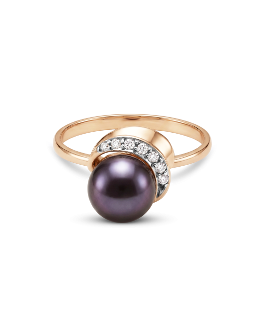 Gold ring with pearl and zircons