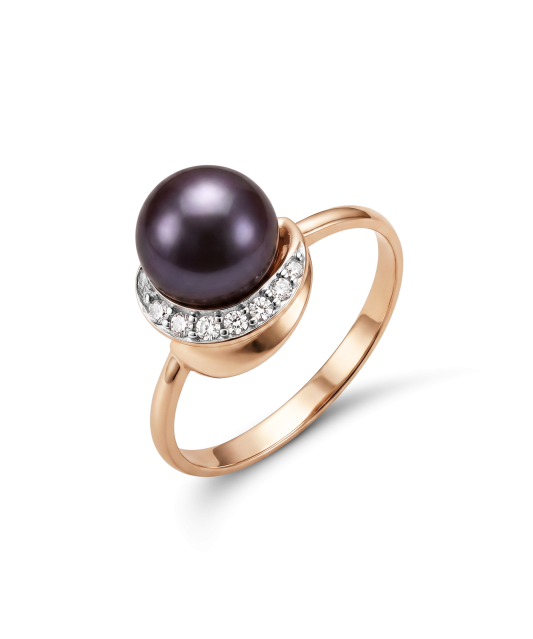 Gold ring with pearl and zircons