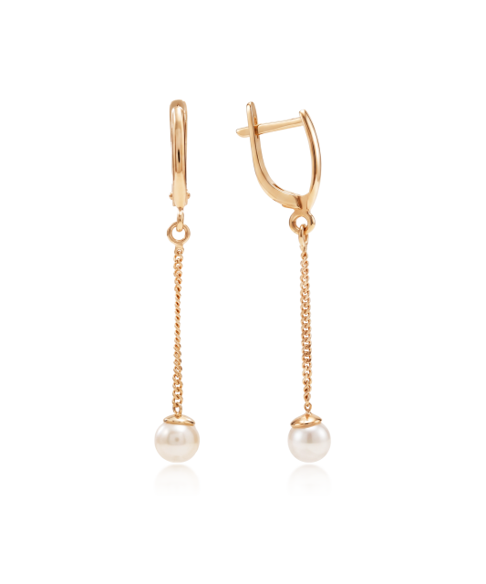 Gold earrings with pearls