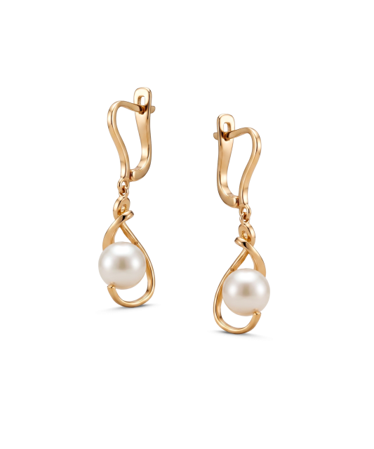 Gold earrings with pearls