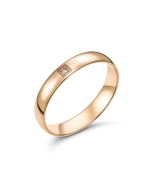 Gold wedding ring with diamond 3mm with comfort