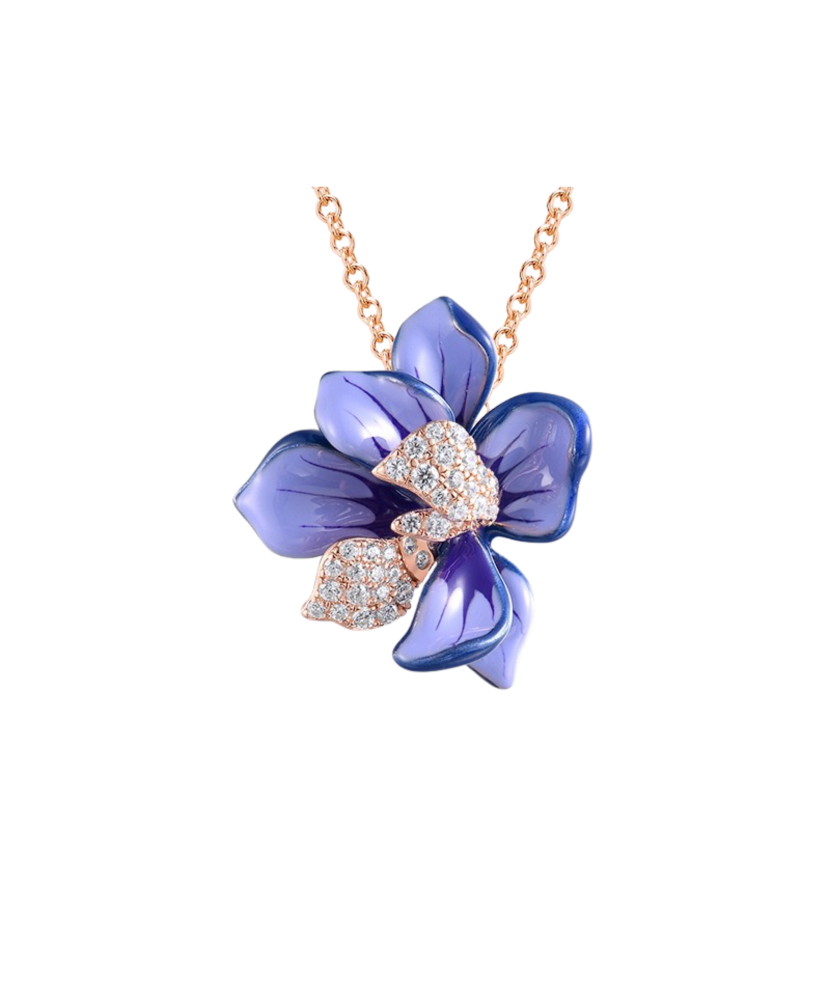 Gilded silver pendant with enamel and zircons
