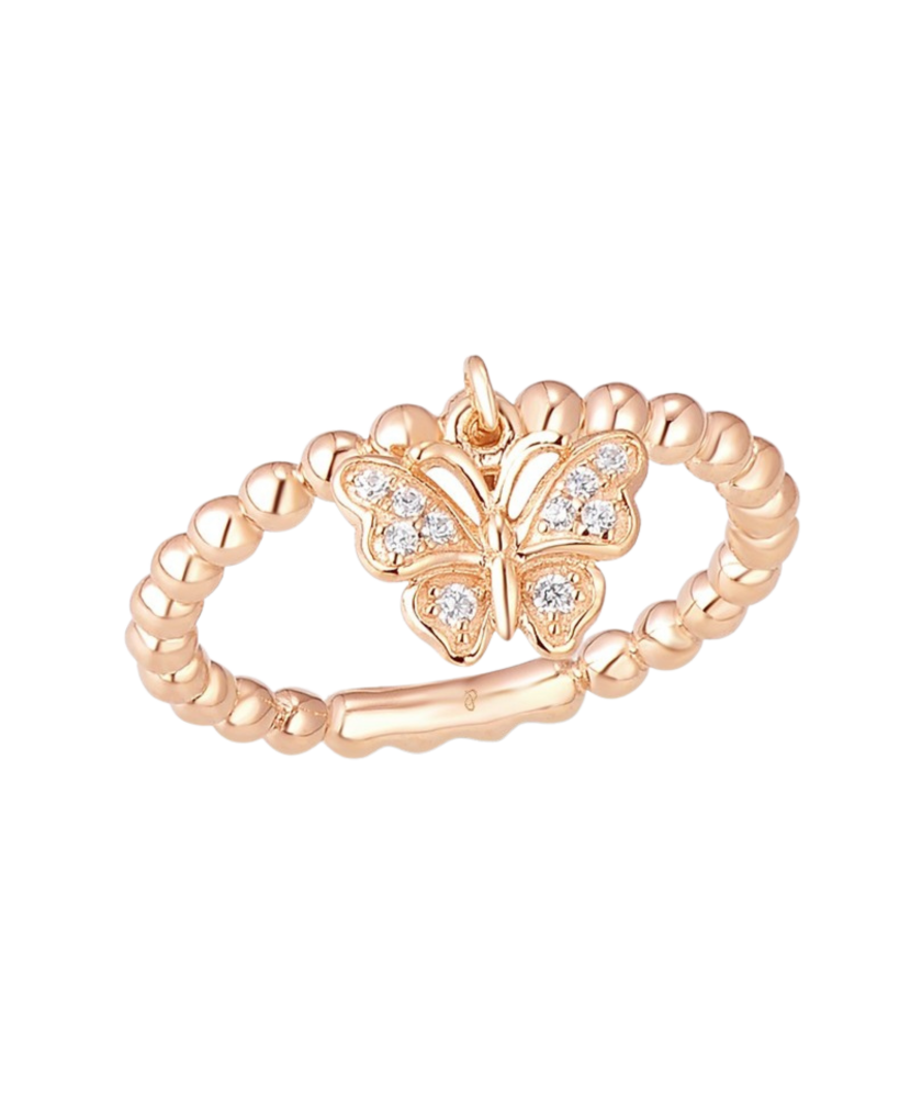 Gilded Sterling silver ring with zircons