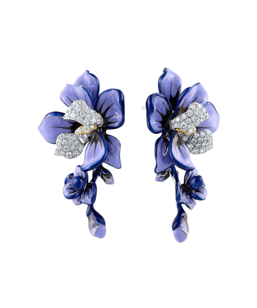 Sterling silver earrings with enamel and zircons