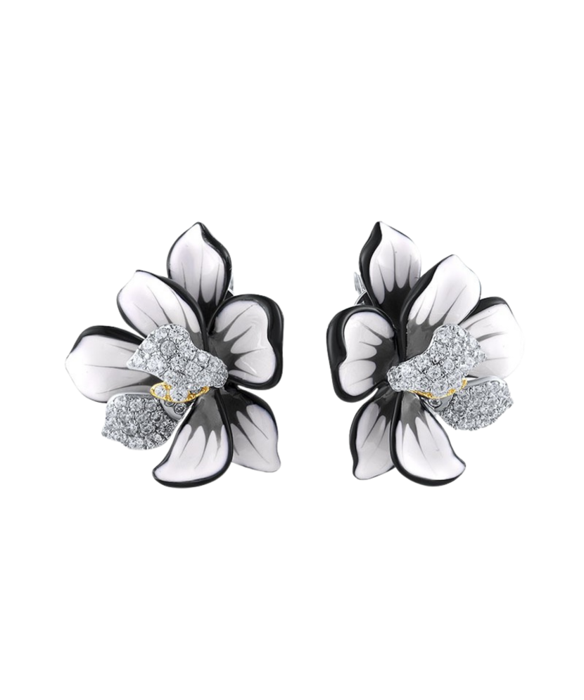 Sterling silver earrings with enamel and zircons