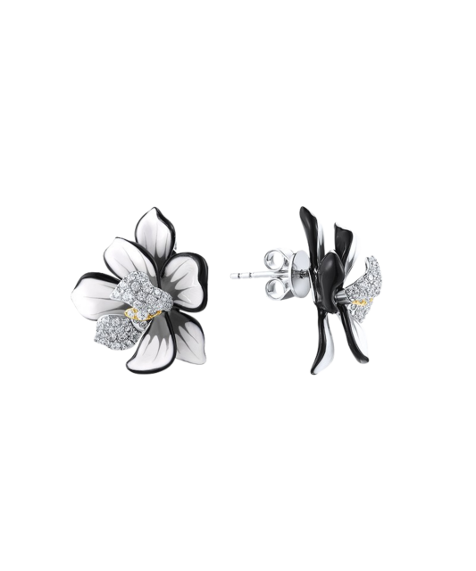 Sterling silver earrings with enamel and zircons