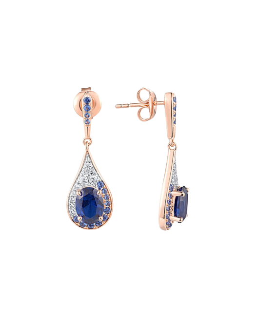 Gilded sterling silver earrings with zircons and spinels