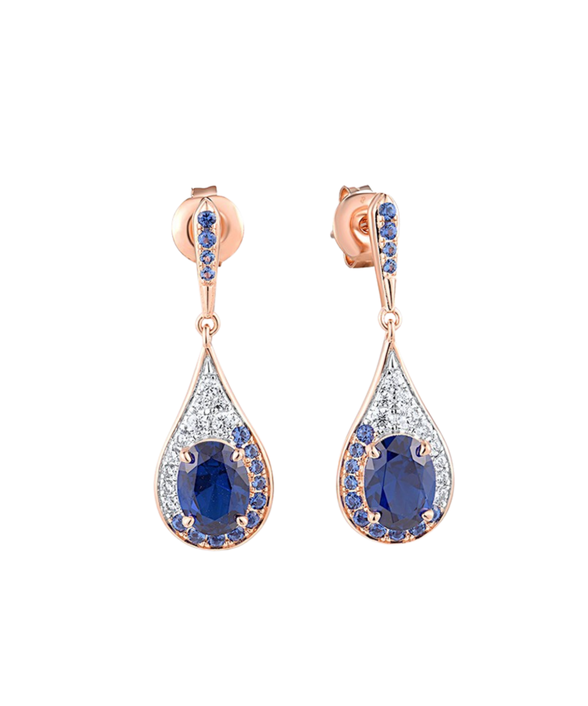 Gilded sterling silver earrings with zircons and spinels