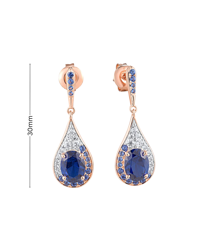 Gilded sterling silver earrings with zircons and spinels