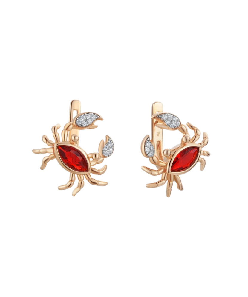 Gilded sterling silver earrings with zircons