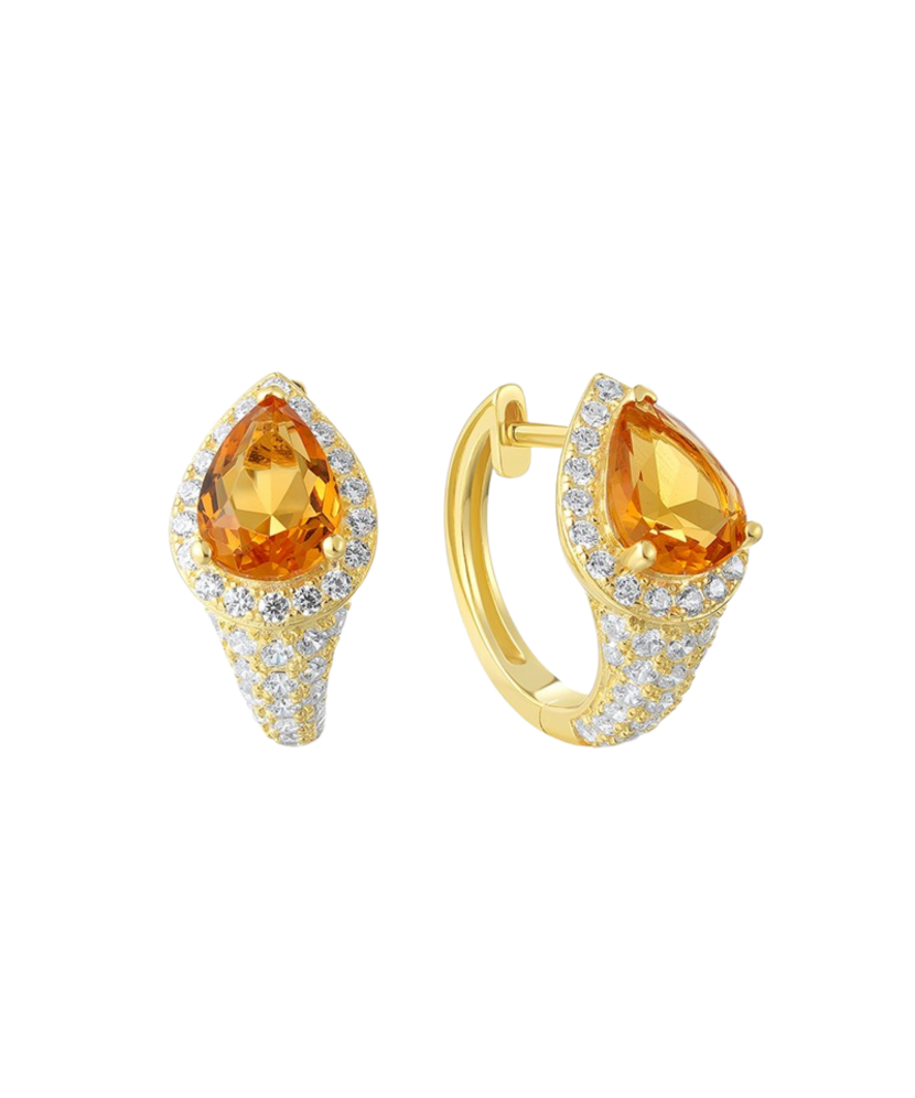 Gilded sterling silver earrings with zircons