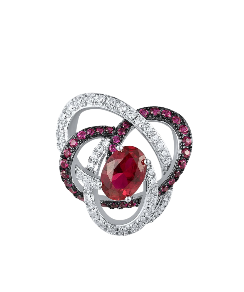 Sterling Silver pendant with nano rubies and zircons