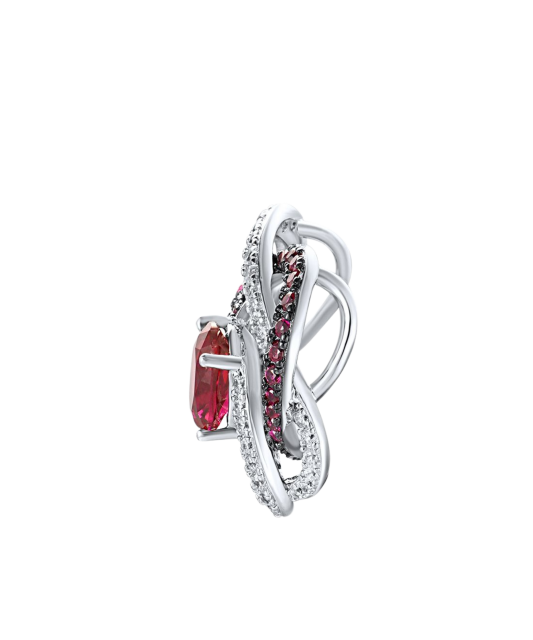 Sterling Silver pendant with nano rubies and zircons