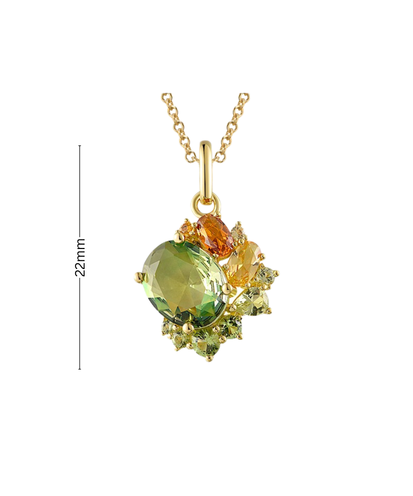 Gilded Sterling Silver pendant with spinels and zircons