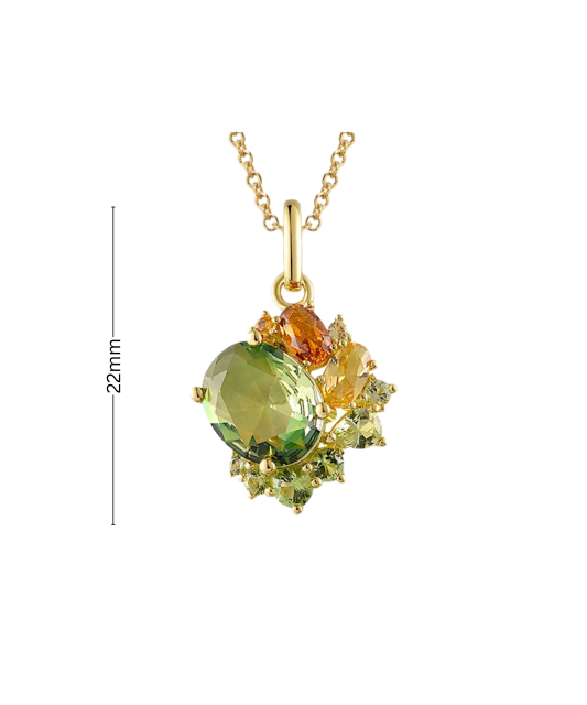 Gilded Sterling Silver pendant with spinels and zircons