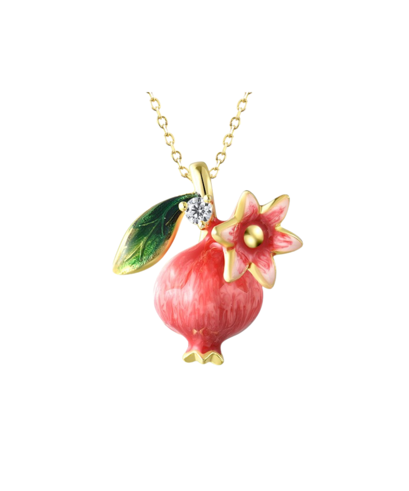 Gilded Sterling Silver pendant with zircons and enamel