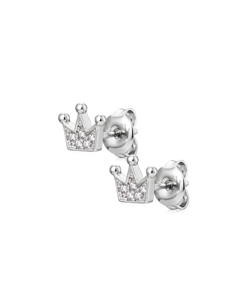 Серьги из серебра с цирконами "Корона"