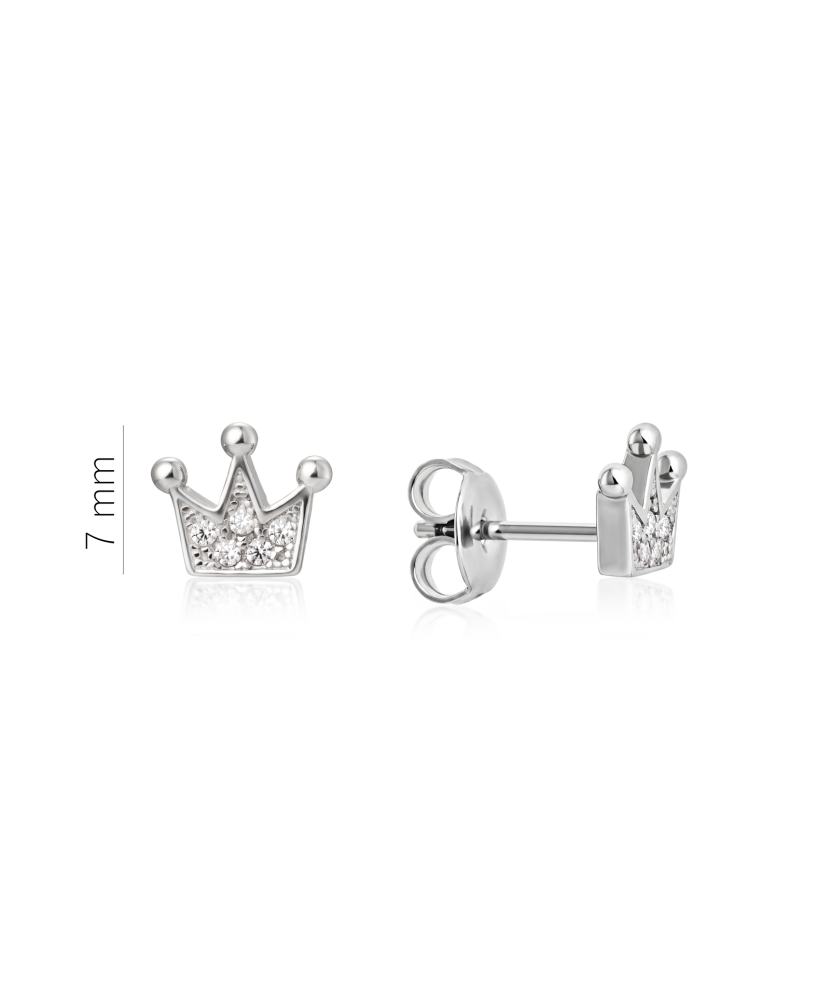 Sterling silver earrings with zircons "crown"