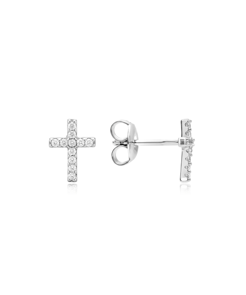 Sterling silver earrings with zircons "Crosses"