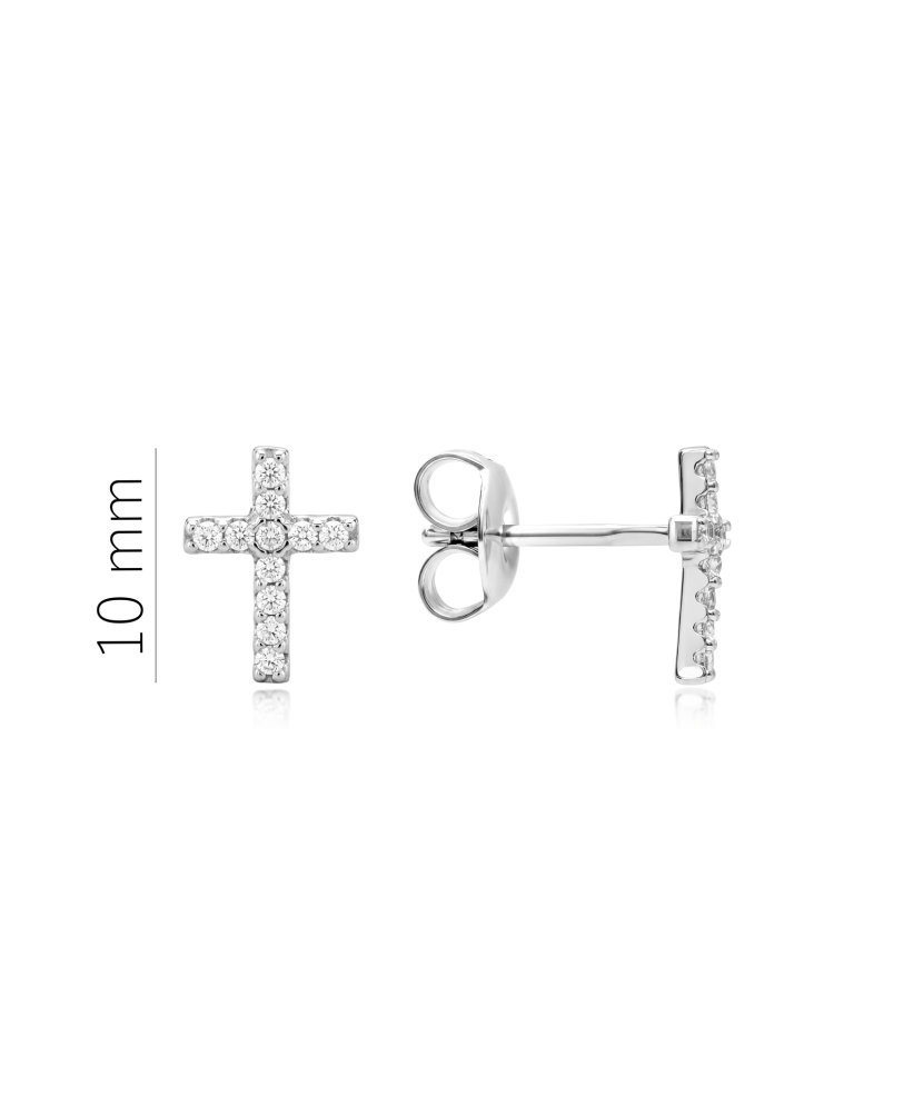 Sterling silver earrings with zircons "Crosses"